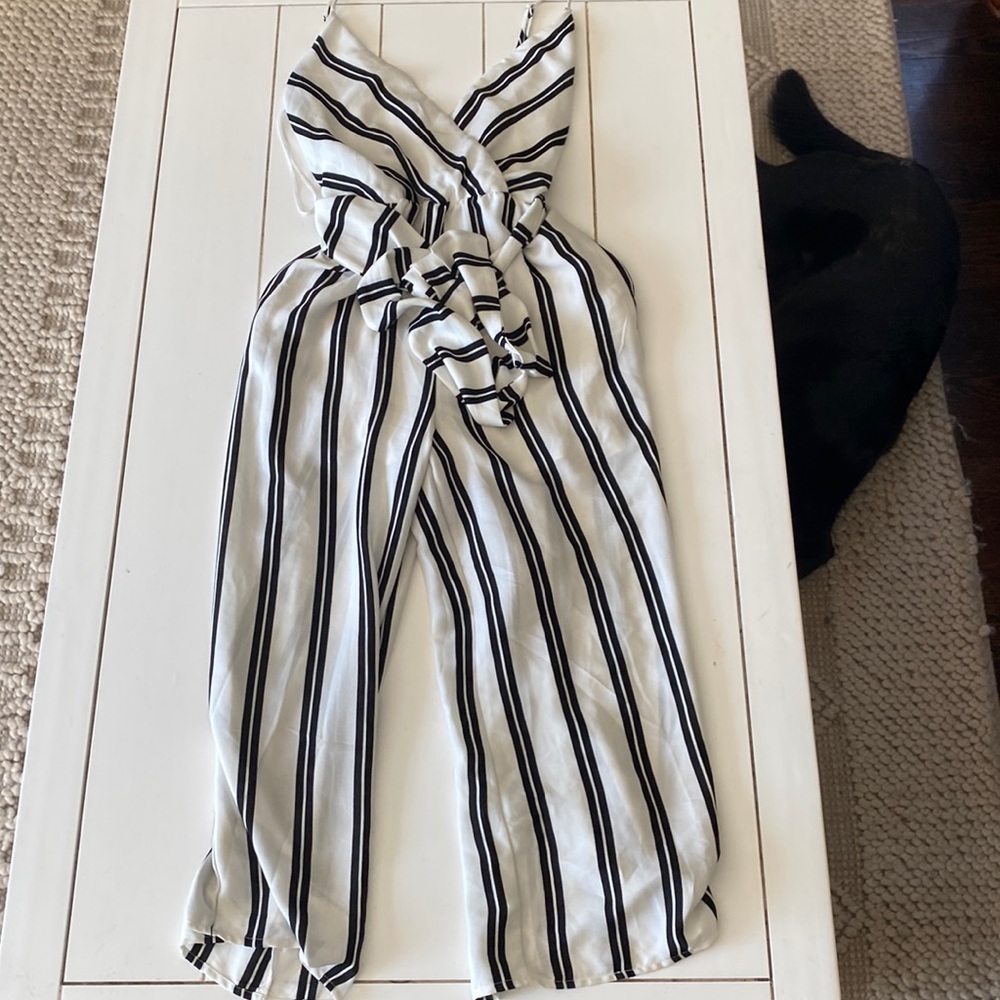 Black and White Striped Romper